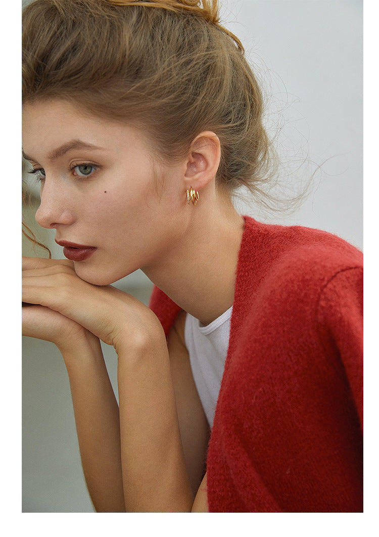 Copper Alloy Synthetic Zircon Earrings French Retro Style Elegant Earrings Design High-end Earrings Studs David Gold Necklacedavid gold necklace001