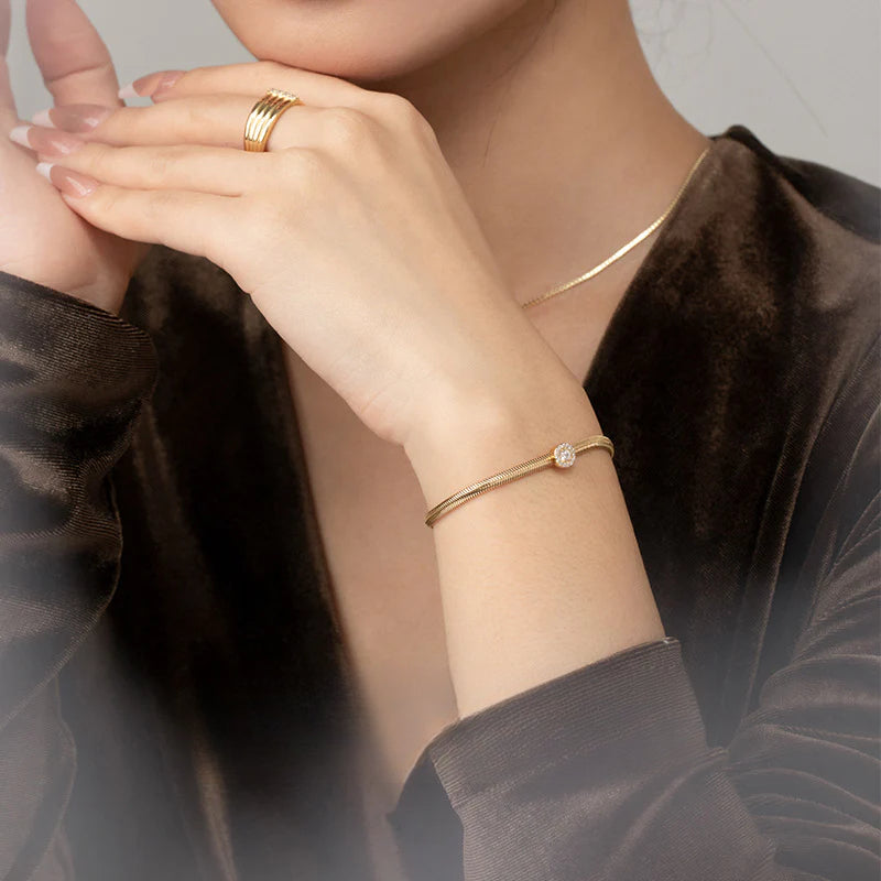 Copper Alloy Synthetic Zircon Bracelet Simple Ins Versatile Niche Light Luxury Fashionable Elegant Jewelry Non-Fading David Jewelrydavid jewelry