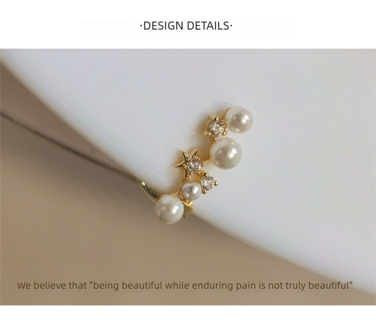 Pearl Ear Clips No Piercing Ear Cuffs for Women European and American Retro Ear Hook Earrings High-end Gold Necklace Davidgold necklace david