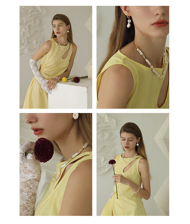 Baroque Pearl Necklace for Women, Light Luxury Elegant Jewelry, Niche Design Brand Choker Necklace, Collarbone Chain, Gold Necklace Jewelry, Gold Necklace Davidgold necklace david002