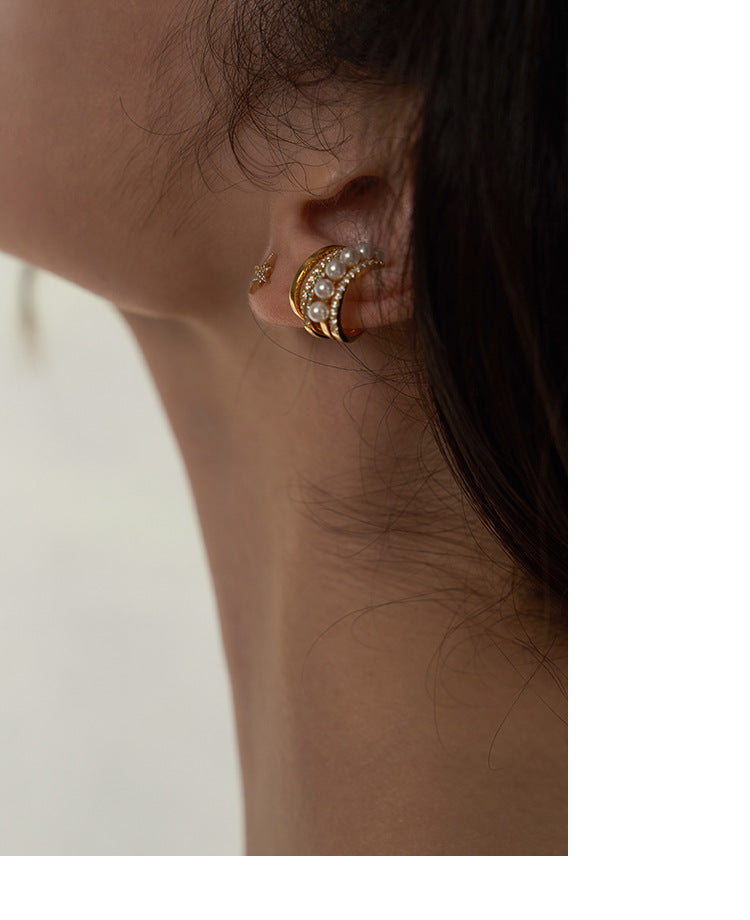 Copper Alloy Imitation Pearl Earrings Ear Clips for Women Without Pierced Ears French Style Earrings Niche Ear Hooks Ear Cuffs Gold Necklace Davidgold necklace david