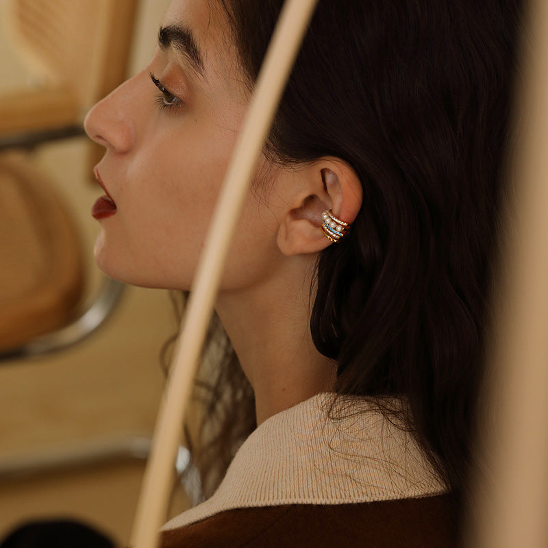 Copper Alloy Imitation Pearl Earrings Ear Clips for Women Without Pierced Ears French Style Earrings Niche Ear Hooks Ear Cuffs Gold Necklace Davidgold necklace david