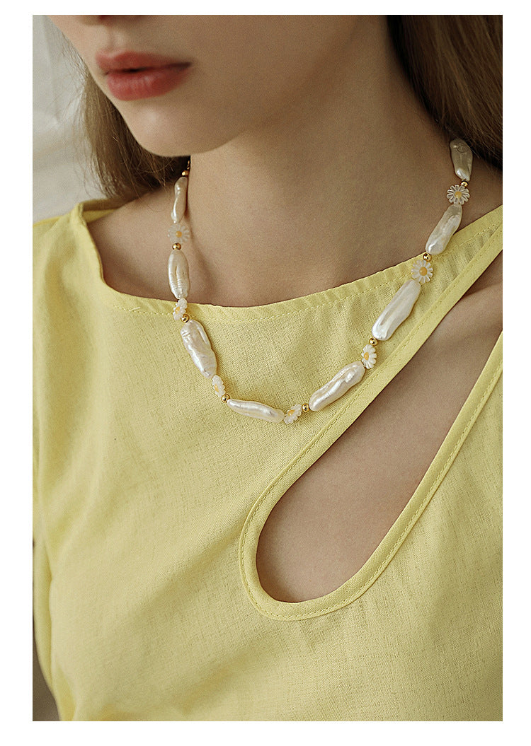 Baroque Pearl Necklace for Women, Light Luxury Elegant Jewelry, Niche Design Brand Choker Necklace, Collarbone Chain, Gold Necklace Jewelry, Gold Necklace Davidgold necklace david002