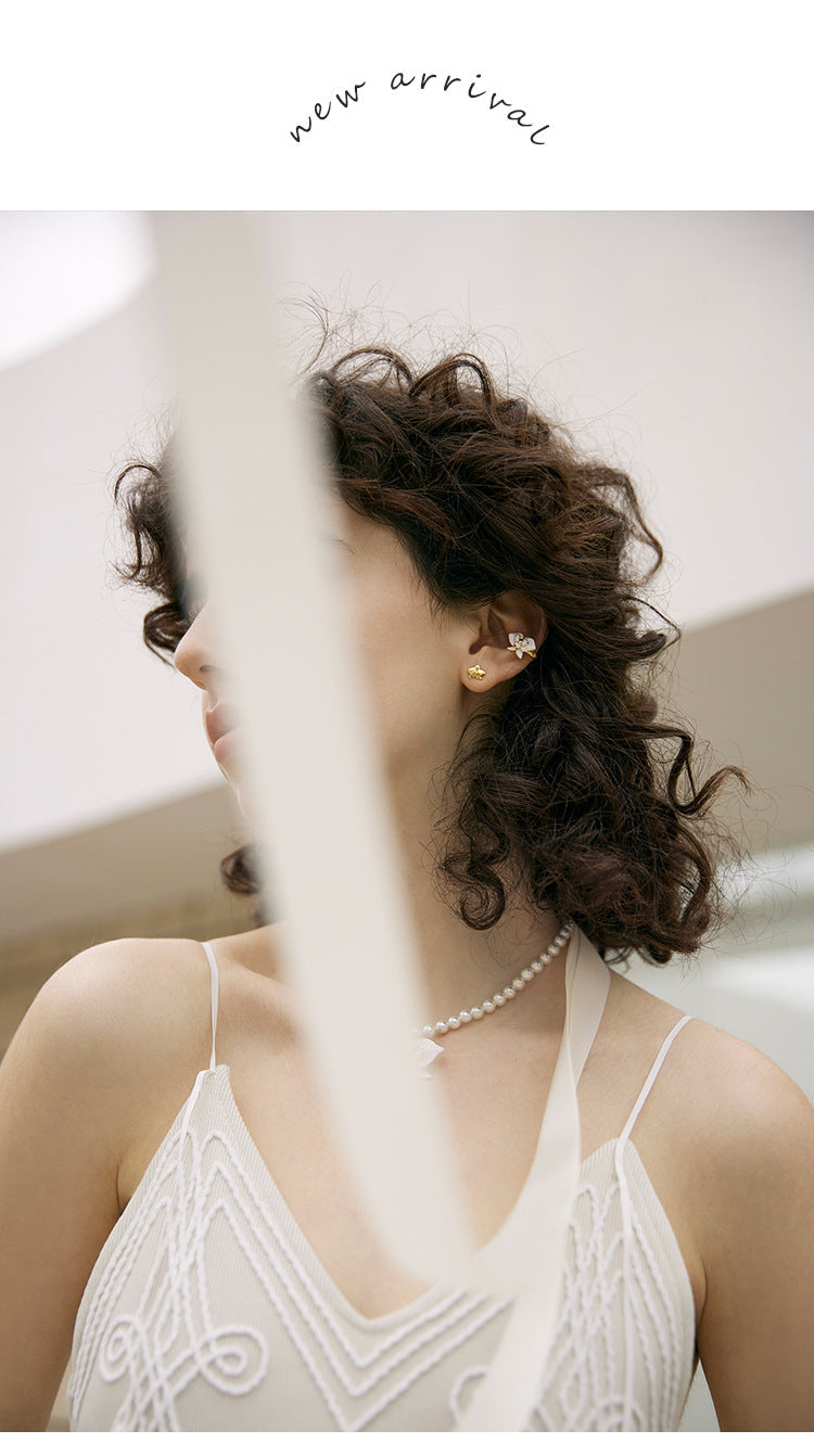 Enamel Copper Alloy Earrings Butterfly Ear Clips for Women Without Piercing High-end Niche Light Luxury French Ear Cuffs David Gold Necklacedavid gold necklace