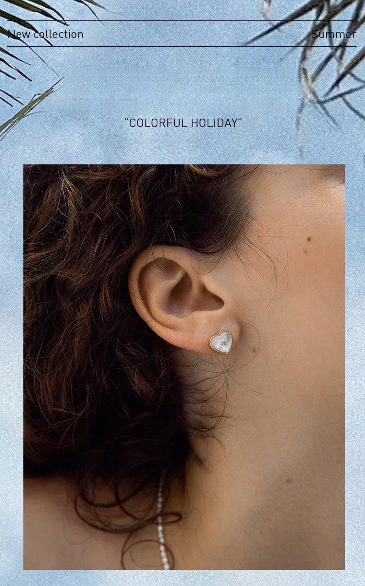 Heart-shaped Mother-of-Pearl Earrings High-end Pure Silver Earrings Women's Jewelry Jewelry Davidjewelry david001