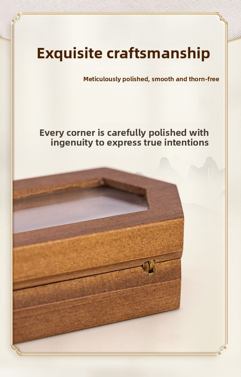 Manufacturer Direct Supply Jewelry Box Wooden Portable Small High-end Ring Earring Jewelry Walnut Solid Wood Jewelry Storage Box David Gold Necklace Jewelry Tiffanydavid gold necklace jewelry Tiffany