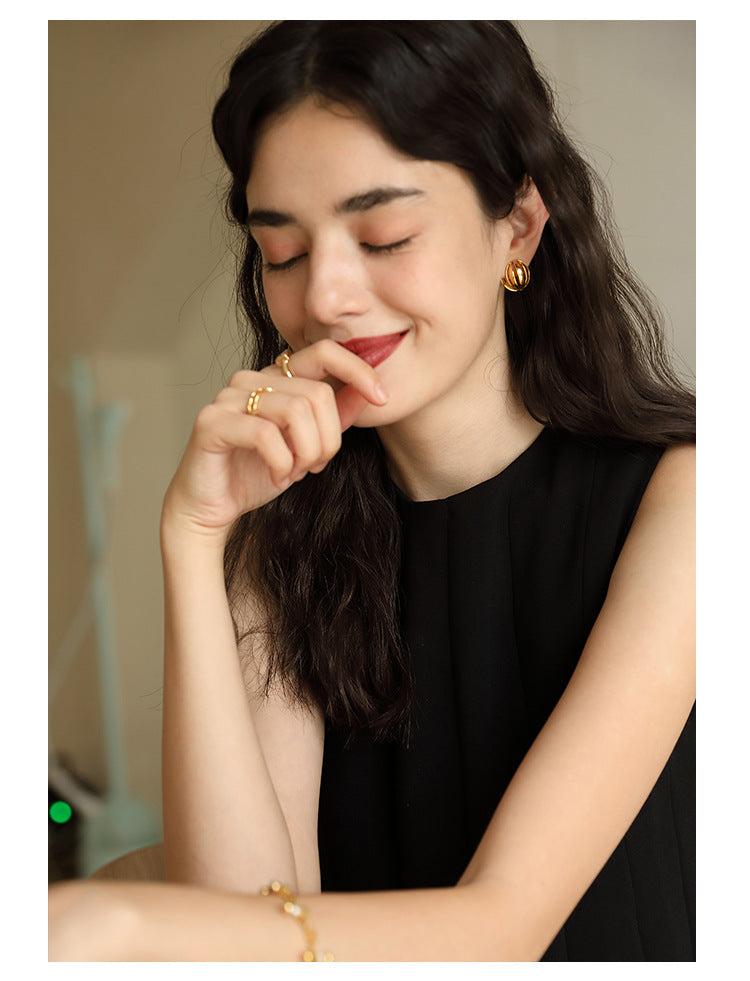 Titanium Steel Synthetic Zircon Ring Fashionable Personality New Light Luxury High-end Vintage Niche Design Ring Gold Necklace Jewelrygold necklace jewelry003