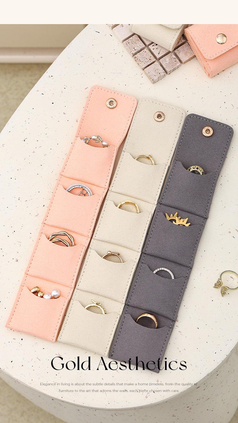 Portable Ring Bag Box Small Velvet High-end Storage High-Value Light Luxury Travel Earrings Jewelry Storage Box Gold Necklace David Jewelry Tiffanygold necklace david jewelry Tiffany