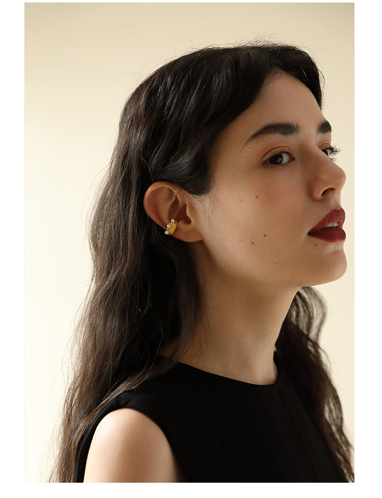 Copper Alloy Imitation Pearl Earrings French Clip-On Earrings Without Piercing Women's Earrings Studs Runaway Princess