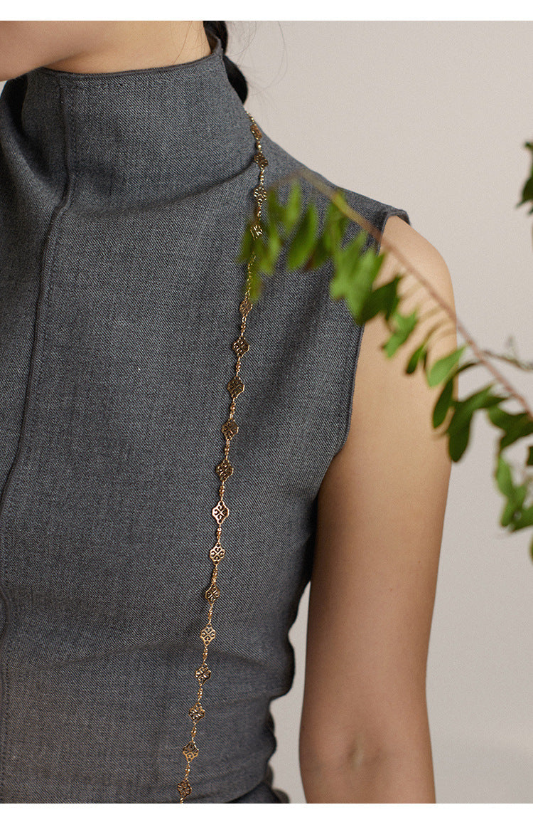 French Retro Melad Fashion Versatile Necklace Sweater Chain Spring Summer Long Necklace Jewelry Gold Necklace David Gold Necklacedavid gold necklace002