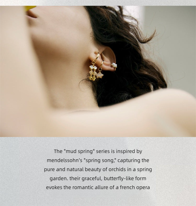 Copper Alloy Enamel Earrings Butterfly Orchid Ear Clips for Women Without Pierced Ears Light Luxury High-end French Niche Earrings Gold Necklace Jewelry Davidgold necklace jewelry david