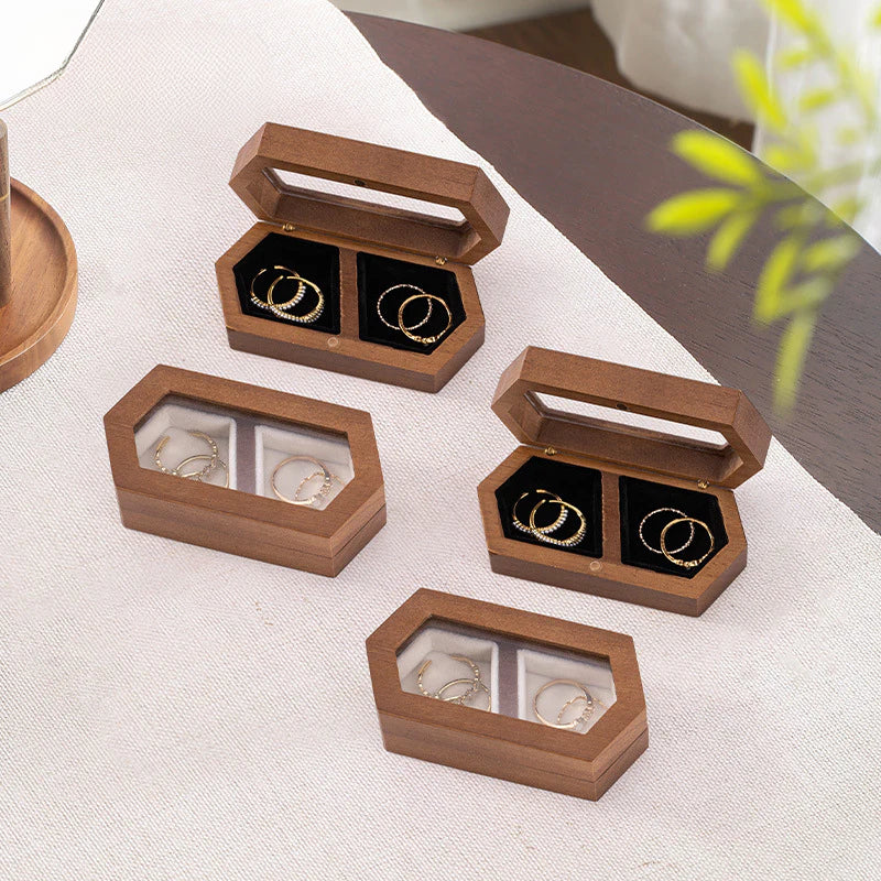Manufacturer Direct Supply Jewelry Box Wooden Portable Small High-end Ring Earring Jewelry Walnut Solid Wood Jewelry Storage Box David Gold Necklace Jewelry Tiffanydavid gold necklace jewelry Tiffany