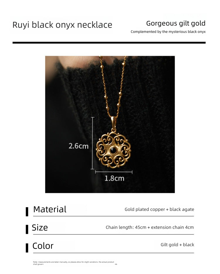 French Retro Chinese Style Melad Hardware Girl Warm Winter Agate Necklace Ring Gold Necklace Davidgold necklace david001