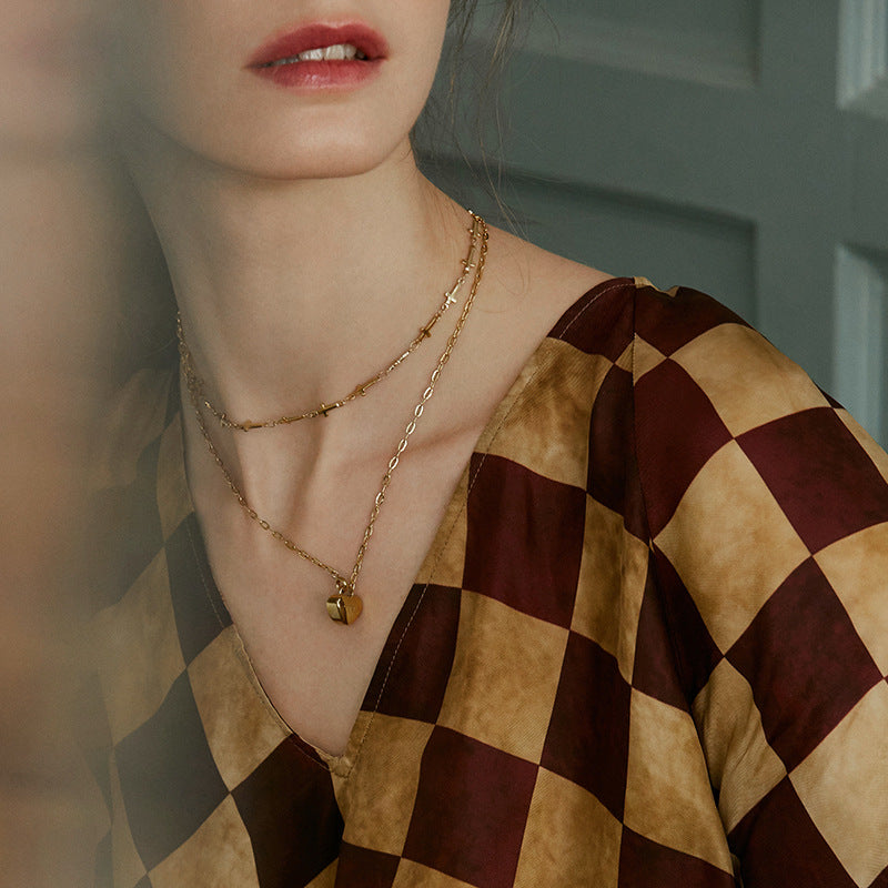 Titanium Steel Pendant Necklace for Women, Niche Light Luxury, Non-Fading Snake Bone Chain, Layered Choker Collarbone Chain, Neck Chain Jewelry Gold Necklacejewelry gold necklace002