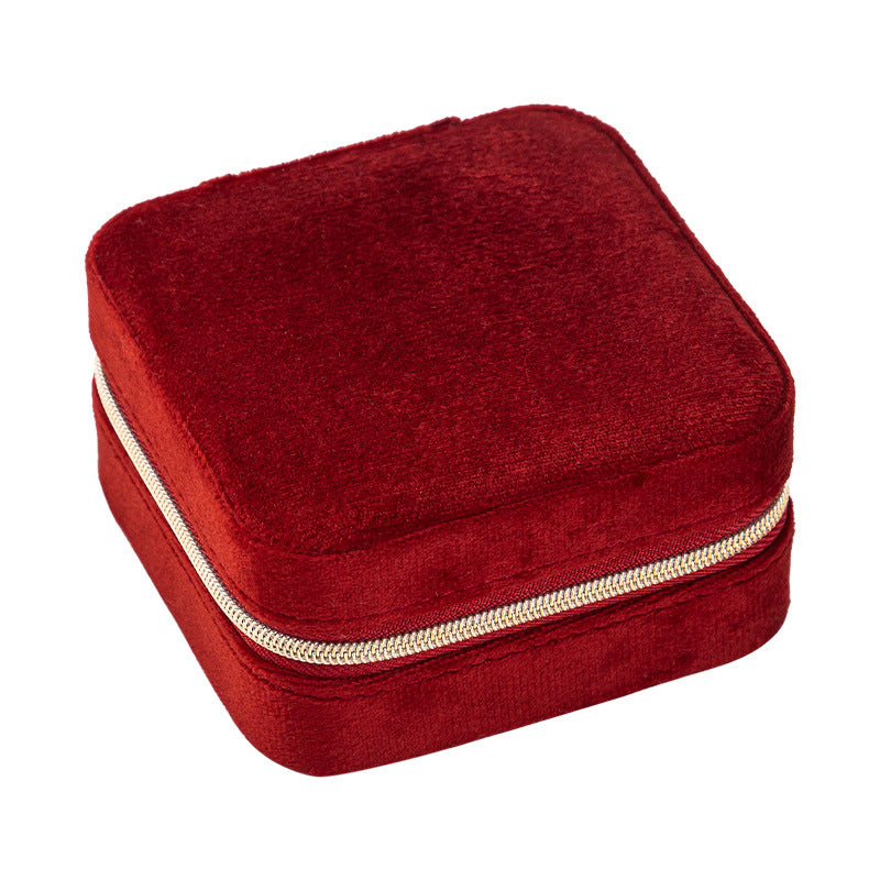 Christmas Gift High-end Velvet Jewelry Box Travel Portable Jewelry Box Earrings Necklace Ring Box Cross-border Jewelry Tiffany Gold Necklace Davidjewelry Tiffany gold necklace david