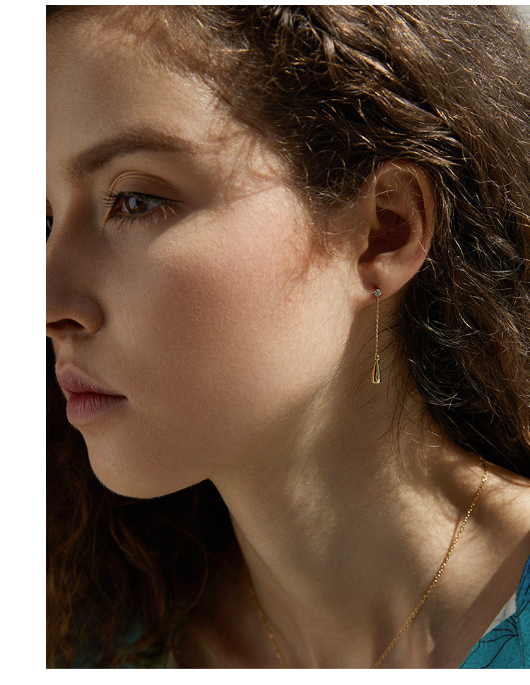 Titanium Steel Synthetic Zircon Earrings 2022 New Trendy Elegant Water Drop Long Earrings for Women Suitable for Round Faces David Jewelrydavid jewelry001