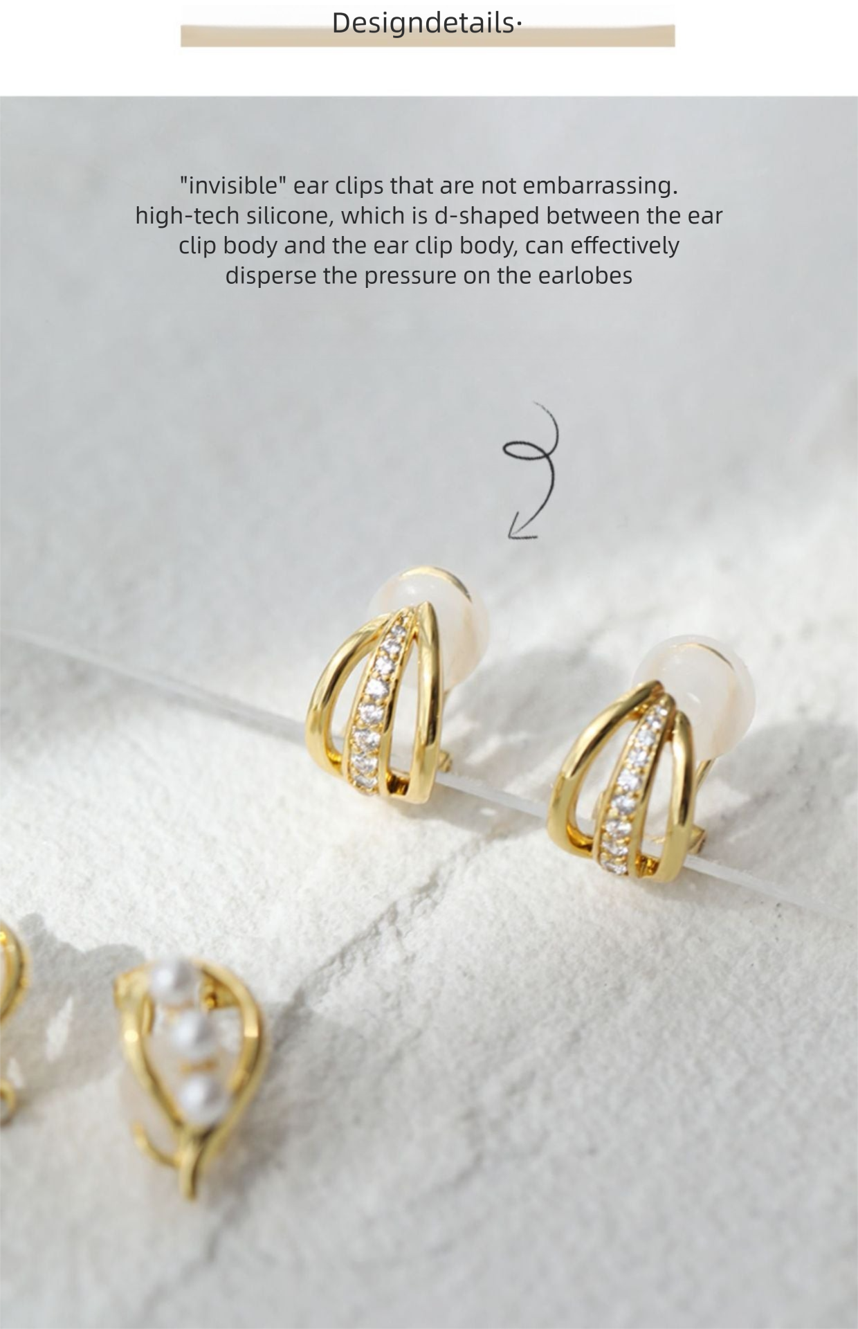 Copper Alloy Ring Ear Clip Style No Piercing Stud Earrings High-end Light Luxury Pearl Earrings French Style Gold Necklace Davidgold necklace david001