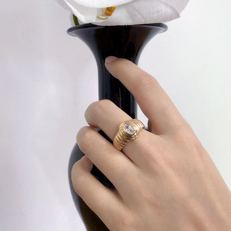 Copper Alloy Synthetic Zircon Ring Personality Retro Simple Temperament Palace Light Luxury Niche Fashion French David Gold Necklacedavid gold necklace003