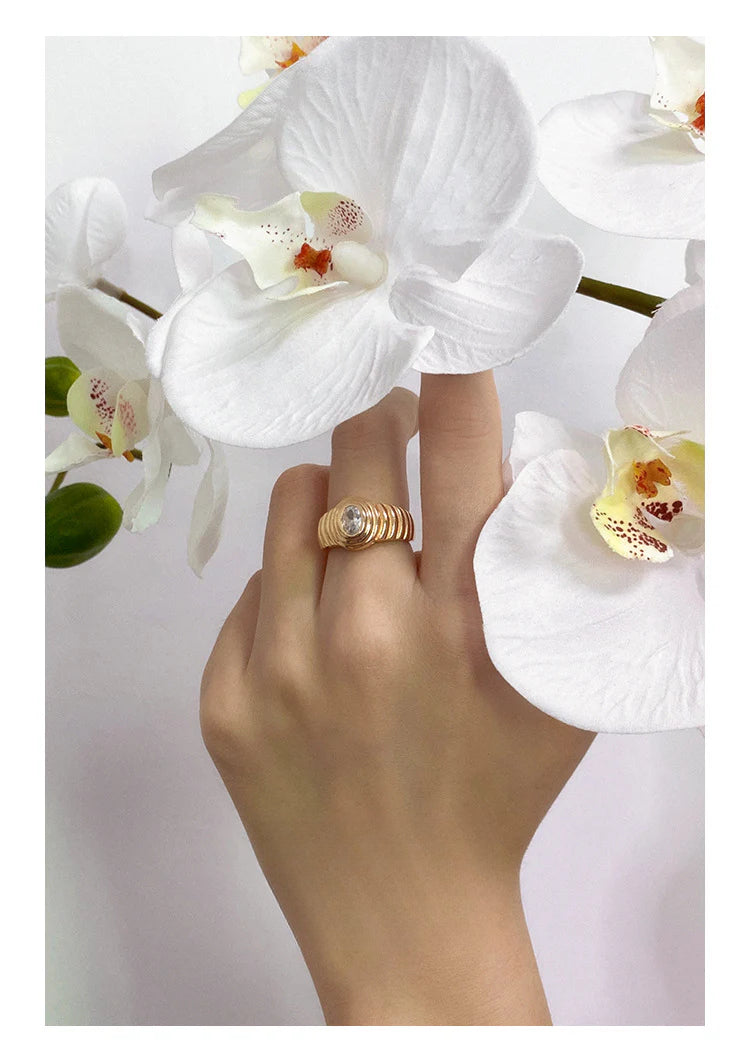 Copper Alloy Synthetic Zircon Ring Personality Retro Simple Temperament Palace Light Luxury Niche Fashion French David Gold Necklacedavid gold necklace003