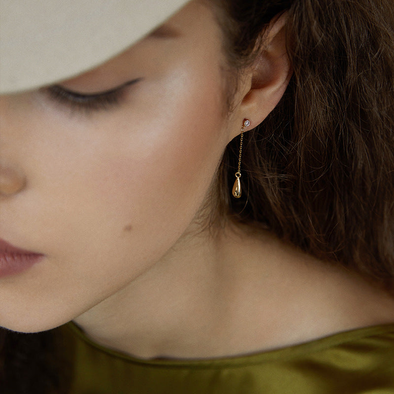 Titanium Steel Synthetic Zircon Earrings 2022 New Trendy Elegant Water Drop Long Earrings for Women Suitable for Round Faces David Jewelrydavid jewelry001