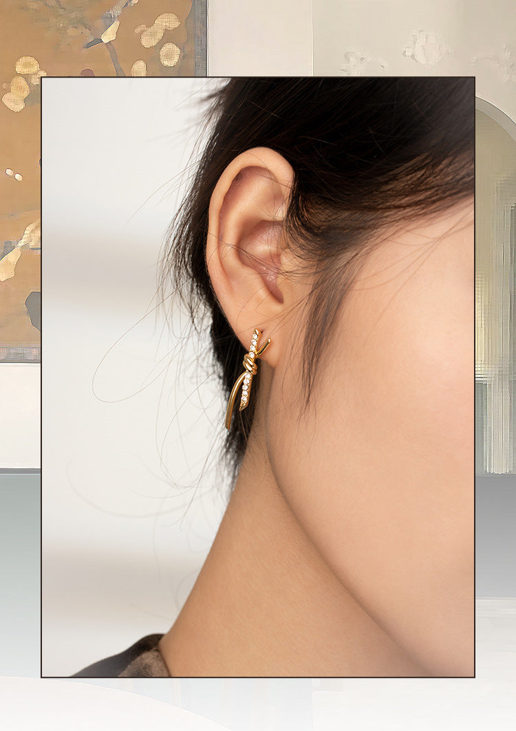 Copper Alloy Synthetic Zircon Earrings Earrings Elegant Niche Fashion Light Luxury Simple Design Versatile David Jewelrydavid jewelry001