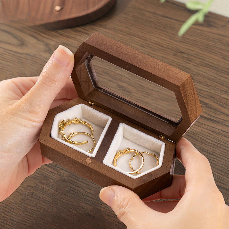 Manufacturer Direct Supply Jewelry Box Wooden Portable Small High-end Ring Earring Jewelry Walnut Solid Wood Jewelry Storage Box David Gold Necklace Jewelry Tiffanydavid gold necklace jewelry Tiffany