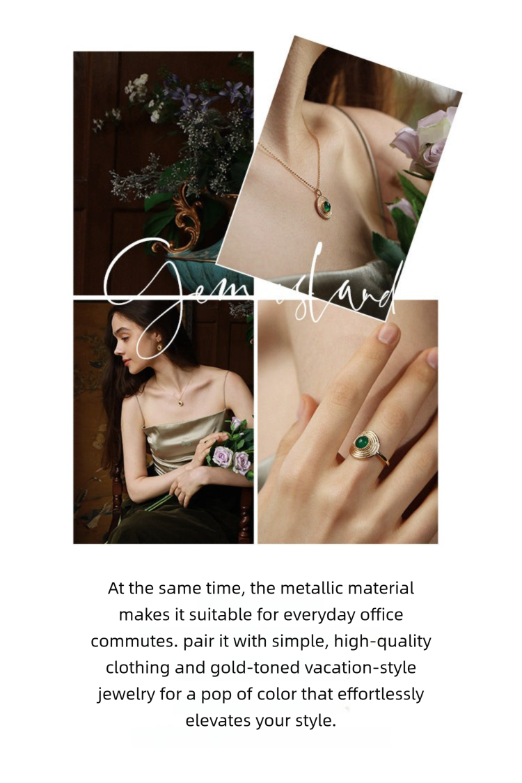 South French Green Agate Ring High-end Vintage Niche Ring David Gold Necklacedavid gold necklace003