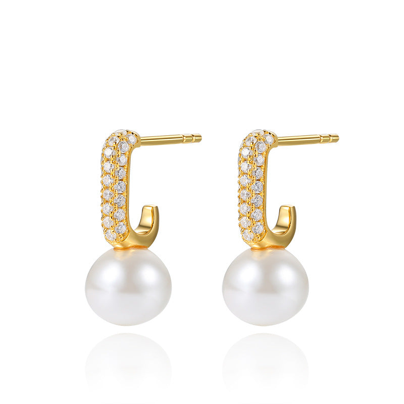 High-end Design Pure Silver Light Luxury Elegant Earrings Studs for Women Natural Pearl Ear Jewelry