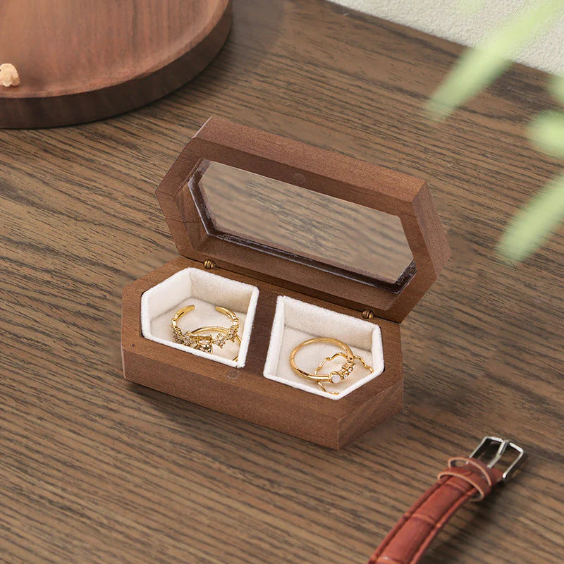 Manufacturer Direct Supply Jewelry Box Wooden Portable Small High-end Ring Earring Jewelry Walnut Solid Wood Jewelry Storage Box David Gold Necklace Jewelry Tiffanydavid gold necklace jewelry Tiffany