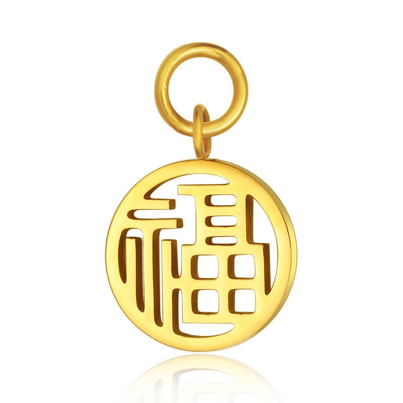 2022 New Titanium Steel Pendant for Women, Light Luxury Retro Chinese Style New Year Niche High-end Pendant Jewelry David Gold Necklacejewelry david gold necklace002