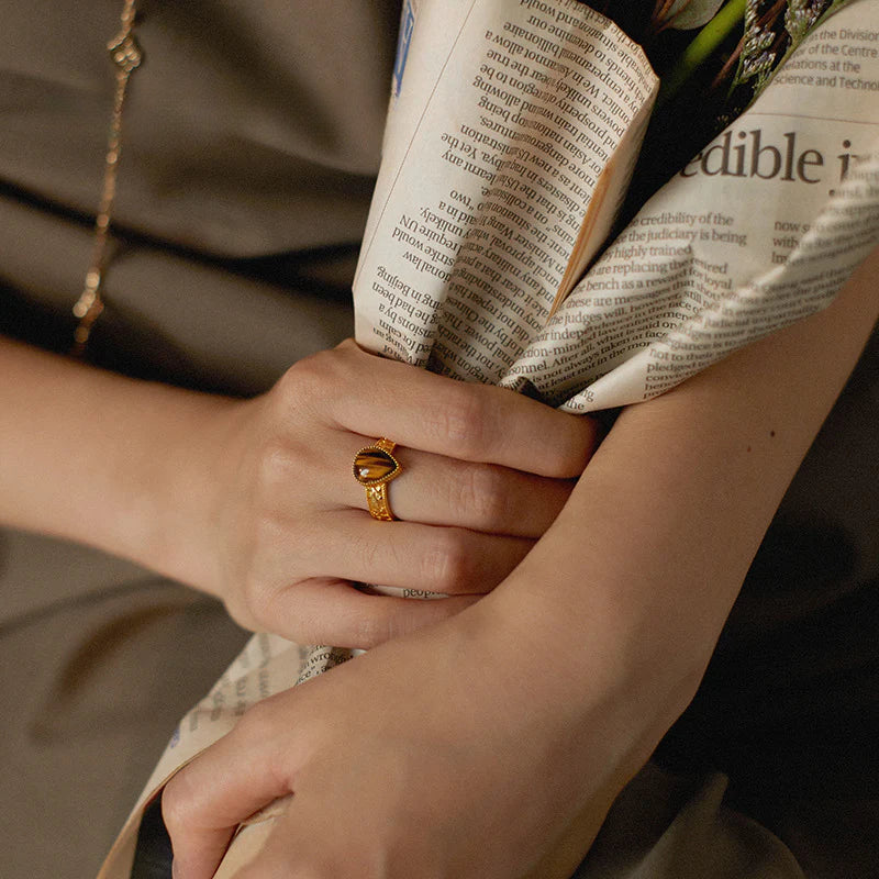 Copper Alloy Ring Southern France Fashion Retro Simple Light Luxury Autumn Winter Style Ring David Gold Necklacedavid gold necklace003