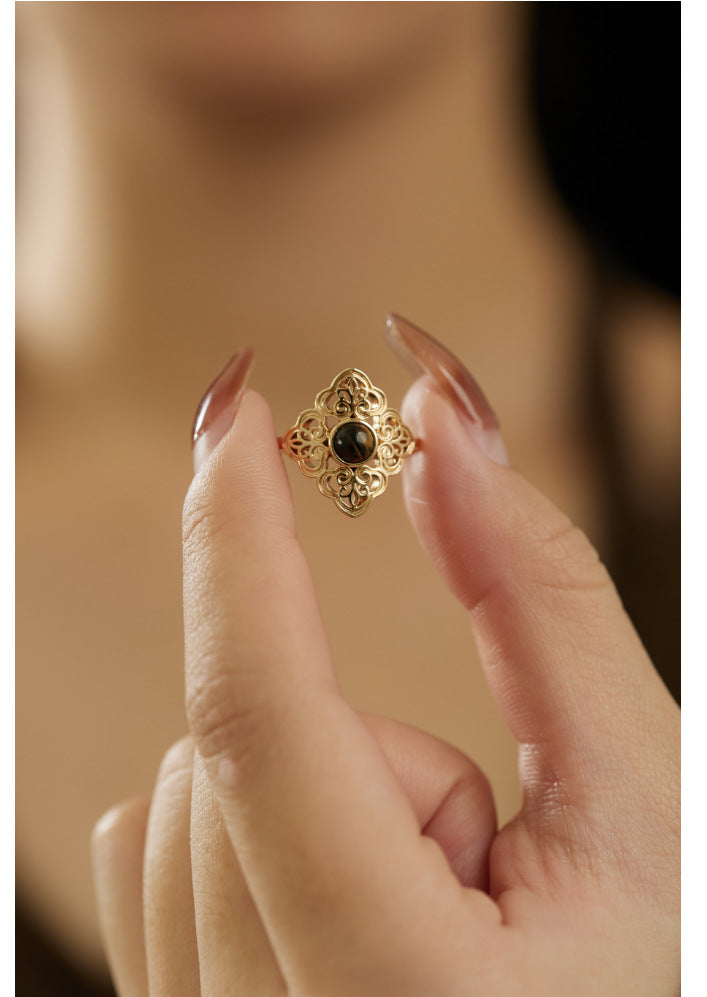 Auspicious Three-Piece Set (Necklace + Ring + Earrings) Jewelry Gold Necklace Jewelry Gold Necklacejewelry gold necklace001003