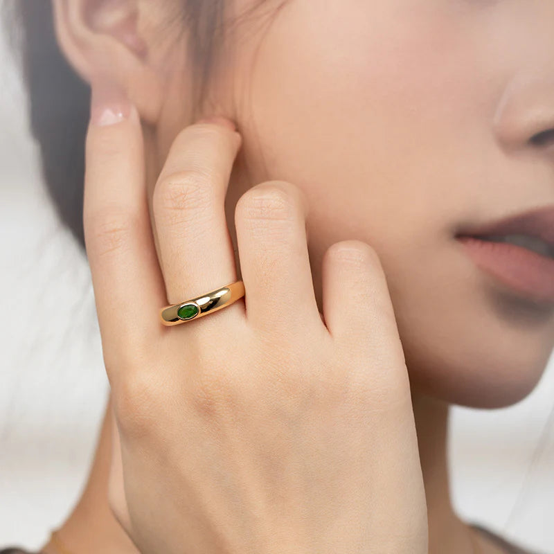 Copper Alloy Synthetic Zircon Ring Vintage Style French Lazy Palace Light Luxury Design Ring David Gold Necklacedavid gold necklace003