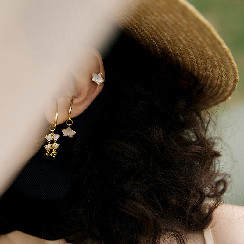 Copper Alloy Enamel Earrings Butterfly Orchid Ear Clips for Women Without Pierced Ears Light Luxury High-end French Niche Earrings Gold Necklace Jewelry Davidgold necklace jewelry david