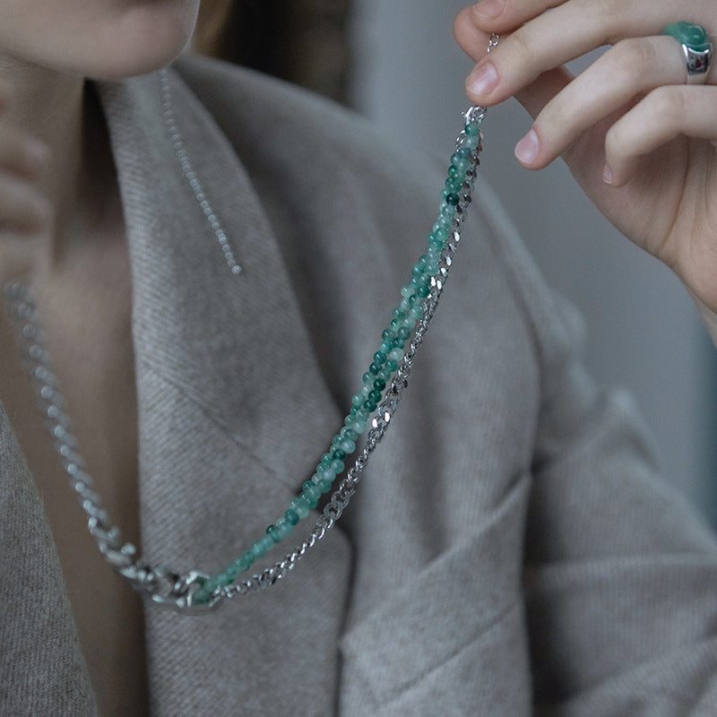 Necklace for Women, Light Luxury, Niche Design, High-end Accessory, Ins Style, Minimalist Double-layer Splicing Decorative Collarbone Chain, Jewelry Davidjewelry david002