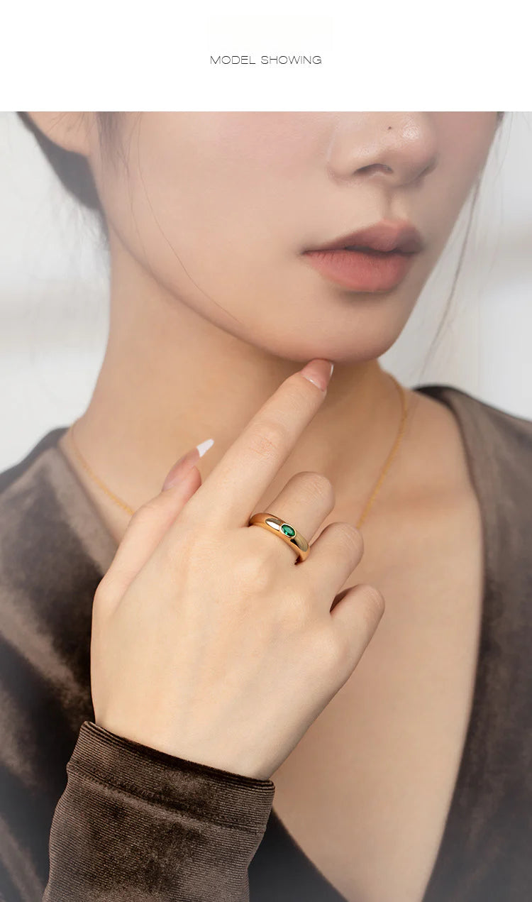 Copper Alloy Synthetic Zircon Ring Vintage Style French Lazy Palace Light Luxury Design Ring David Gold Necklacedavid gold necklace003