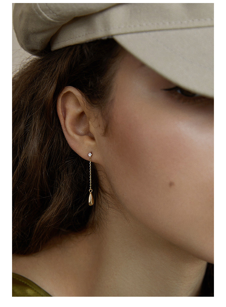 Titanium Steel Synthetic Zircon Earrings 2022 New Trendy Elegant Water Drop Long Earrings for Women Suitable for Round Faces David Jewelrydavid jewelry001