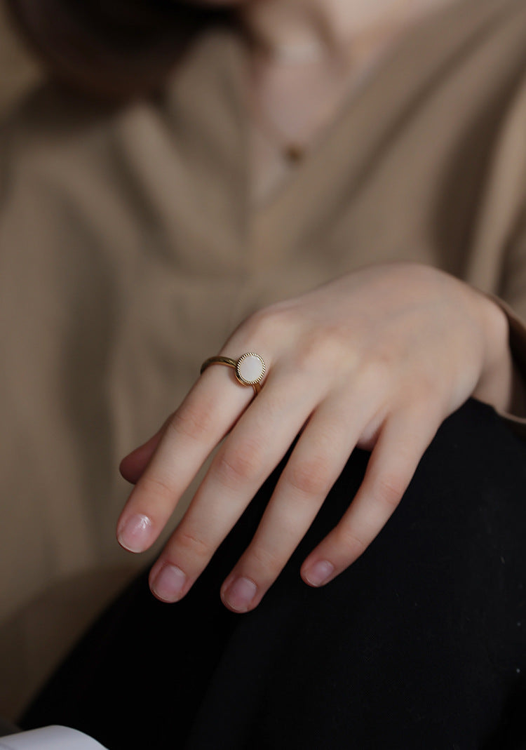 Copper Alloy Imitation Pearl Ring Fashionable Personality Trendy Retro Elegant Design Ring Simple David Gold Necklace Jewelrydavid003 gold necklace jewelry003