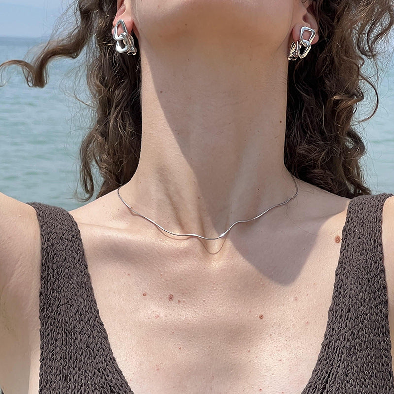 925 Silver Chain Necklace for Women, Light Luxury Jewelry Pendant, High-end Detachable Collarbone Chain, Jewelry Gold Necklacejewelry gold necklace002