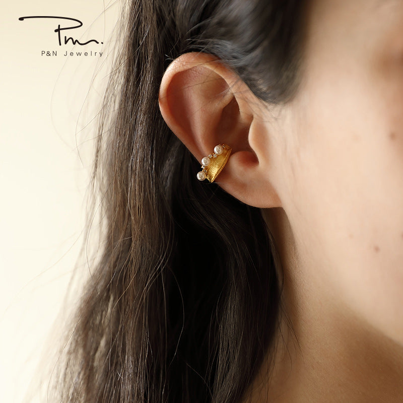 Copper Alloy Imitation Pearl Earrings French Clip-On Earrings Without Piercing Women's Earrings Studs Runaway Princess