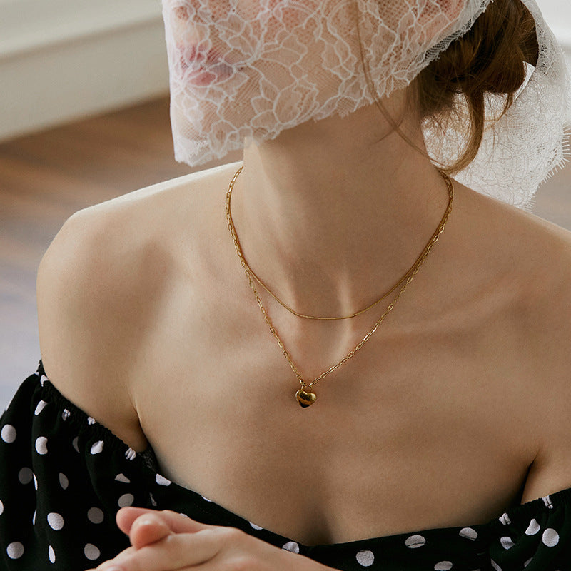 Titanium Steel Pendant Necklace for Women, Niche Light Luxury, Non-Fading Snake Bone Chain, Layered Choker Collarbone Chain, Neck Chain Jewelry Gold Necklacejewelry gold necklace002