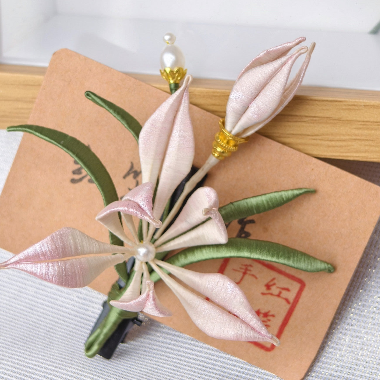 Chinese Intangible Cultural Heritage Handmade Flower Brooch Ancient Style Hair Accessory Hanfu Ornament Hairpin Hair Clip Orchid David Jewelry