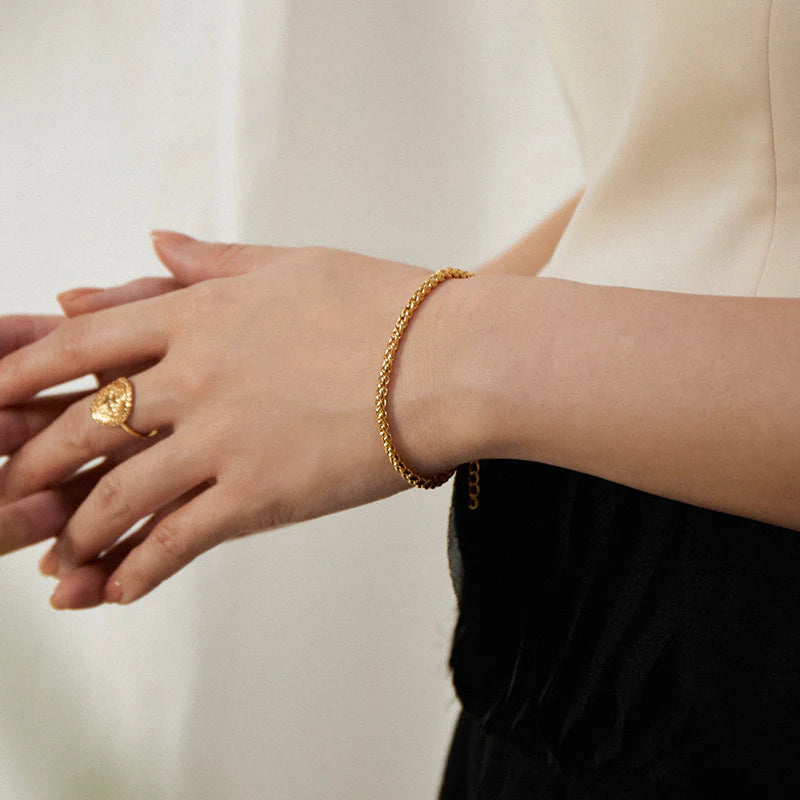 Brass Alloy Bracelet French Light Luxury Retro Design Fashion Simple Versatile Bracelet Bangle