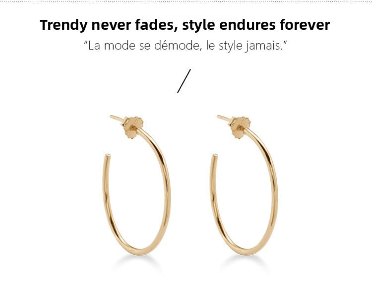 925 Silver Earrings Simple Hoop Earrings Pure Silver Elegant Retro High-end Atmosphere Large Hoop Earrings001