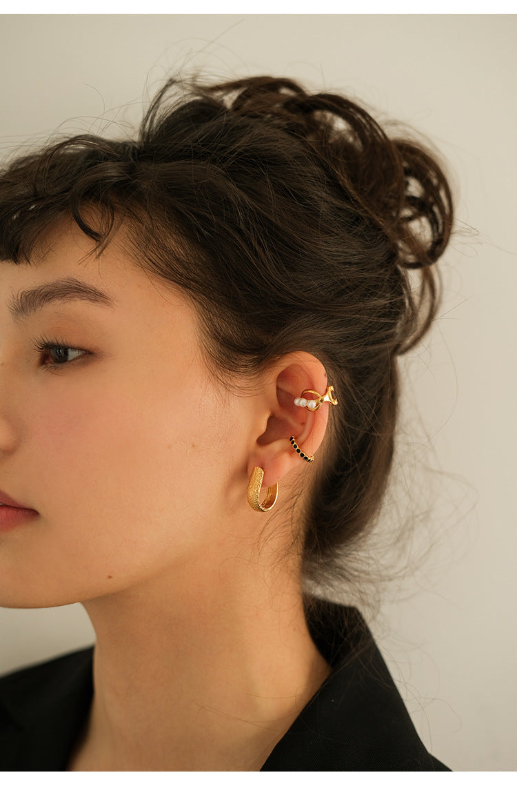 Copper Alloy Ring Ear Clip Style No Piercing Stud Earrings High-end Light Luxury Pearl Earrings French Style Gold Necklace Davidgold necklace david001