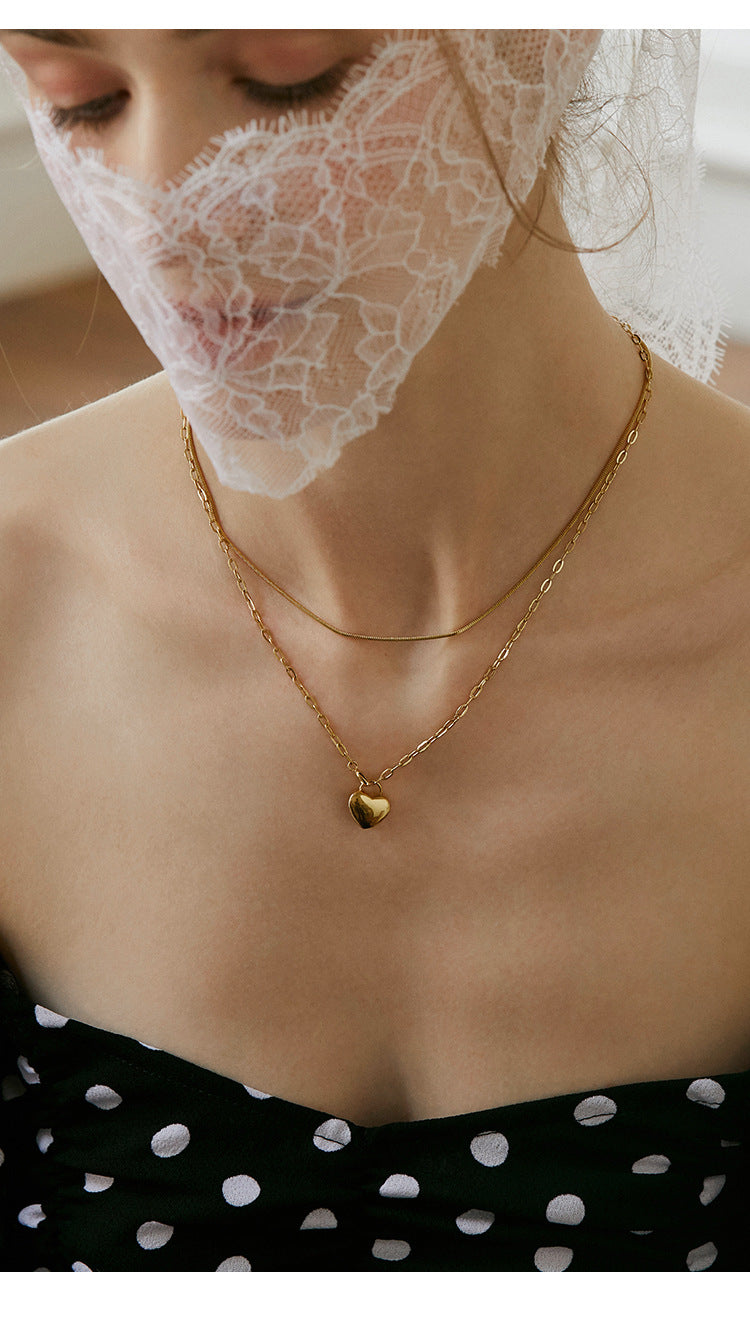 Titanium Steel Pendant Necklace for Women, Niche Light Luxury, Non-Fading Snake Bone Chain, Layered Choker Collarbone Chain, Neck Chain Jewelry Gold Necklacejewelry gold necklace002