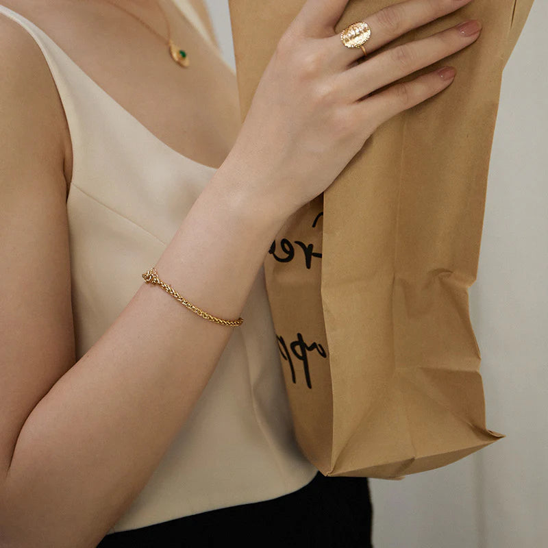 Brass Alloy Bracelet French Light Luxury Retro Design Fashion Simple Versatile Bracelet Bangle