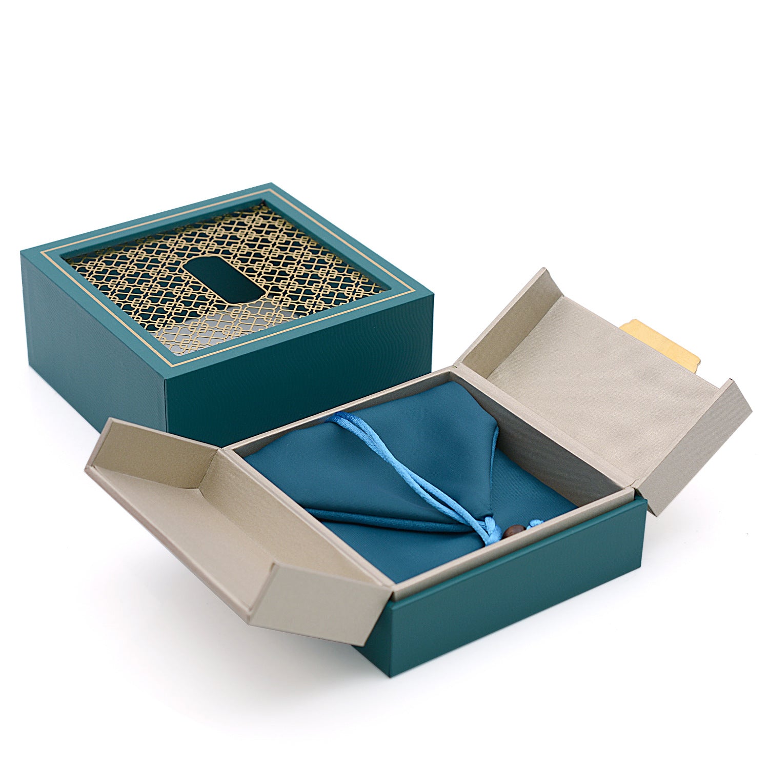 Traditional Gold Double-Opening Jewelry Box High-End Packaging Box Jewelry Gift Box Jade Gold Jewelry Box