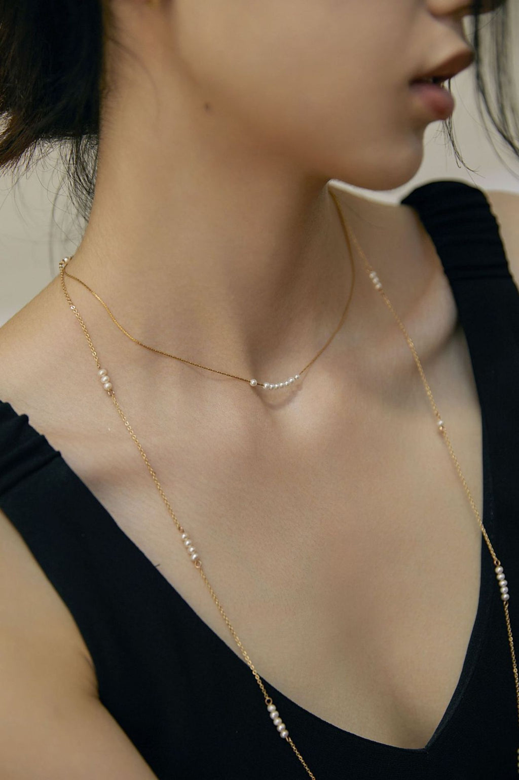 Necklace for Women Freshwater Pearl Light Luxury S925 Silver Long Necklace Niche Hypoallergenic Collarbone Chain Birthday Gift Gold Necklace Davidgold necklace david002
