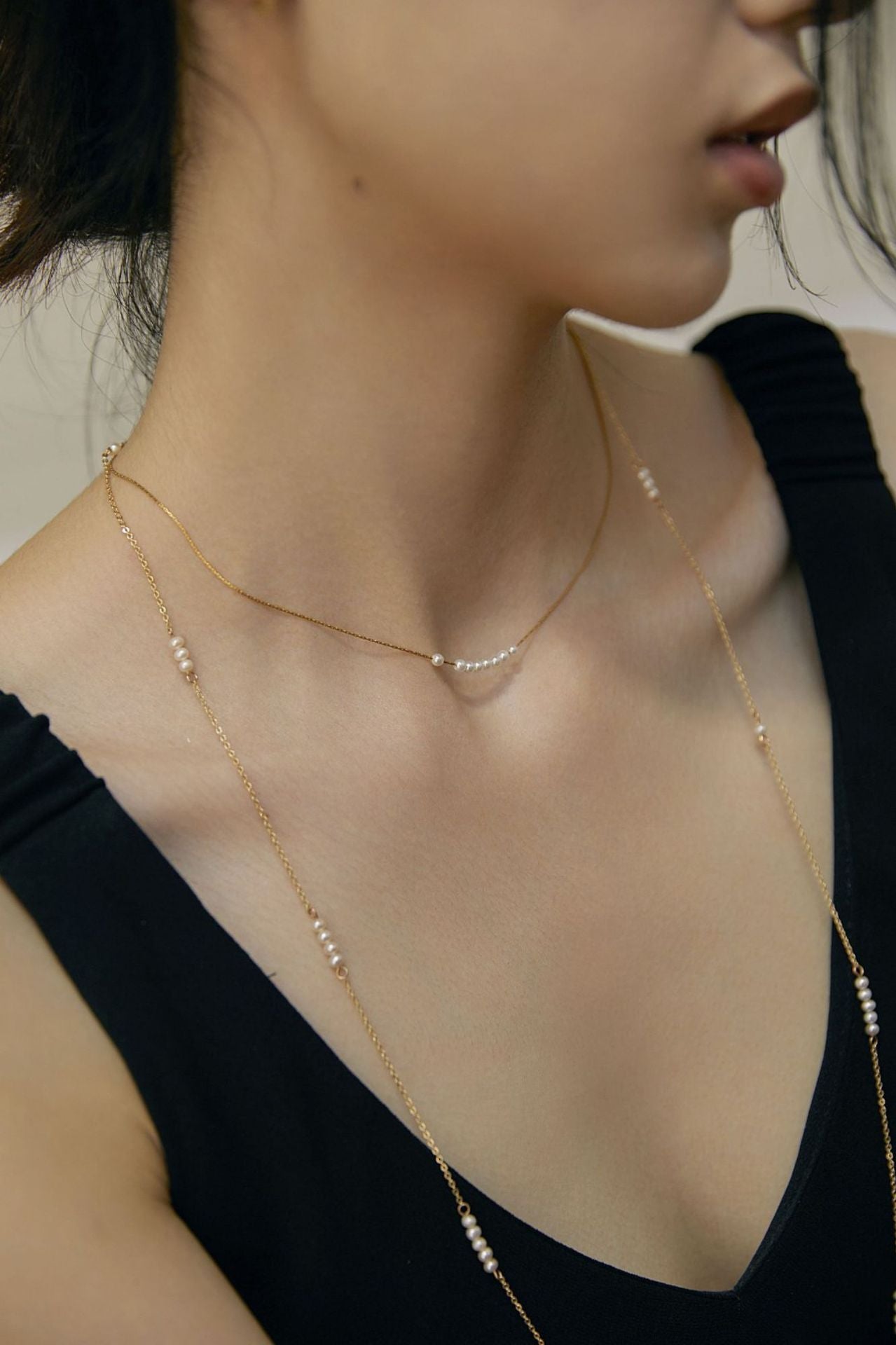 Necklace for Women Freshwater Pearl Light Luxury S925 Silver Long Necklace Niche Hypoallergenic Collarbone Chain Birthday Gift Gold Necklace Davidgold necklace david002